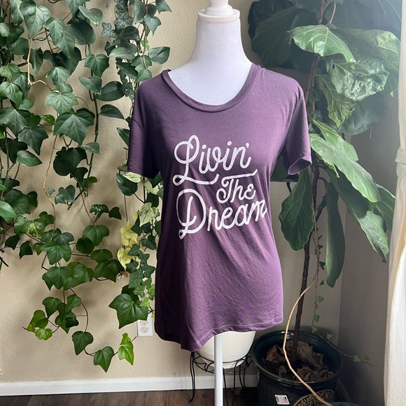 AUGUST INK Purple Livin’ The Dream Graphic Loose Fit Tee | small - Picture 1 of 7